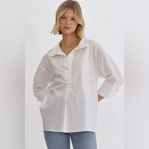 Entro White Blouse With Pearl Buttons